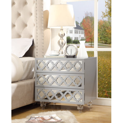 Jameir Lacquer Finish Lucite Leg Side Table/Accent Table/Nightstand