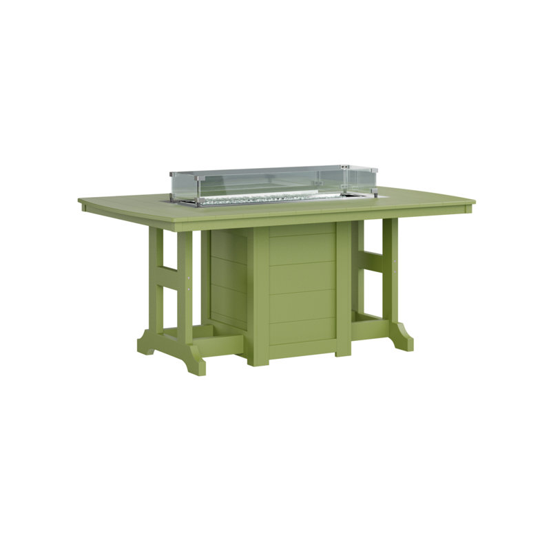 Berlin Gardens Garden Classic 72″ Fire Pit Counter Height Dining Table, 35.5" H x 44" W x 72" D, Kiwi Green