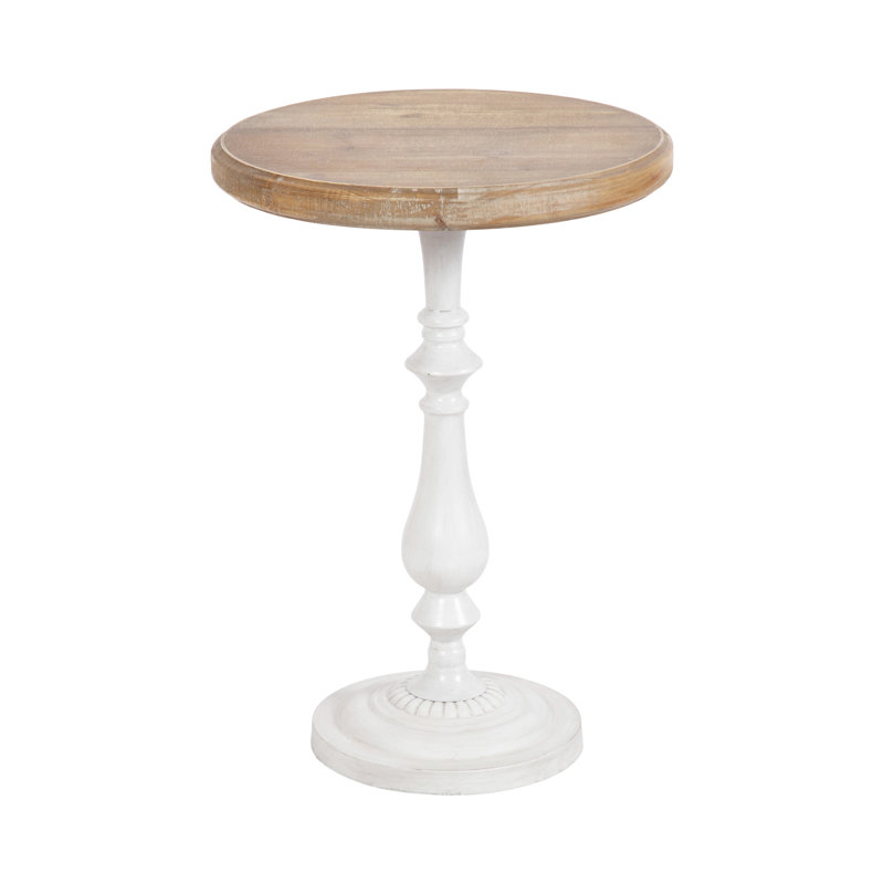Table de bout en bois et métal, Brun, Blanc