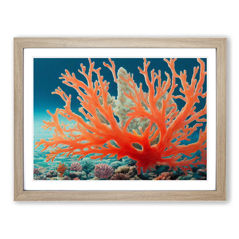 The Coral Reef Vol.1 - Single Picture Frame Print, 34cm H x 46cm W, Oak