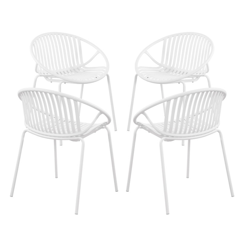 Yelva Patio Stackable Dining Chairs Set, White