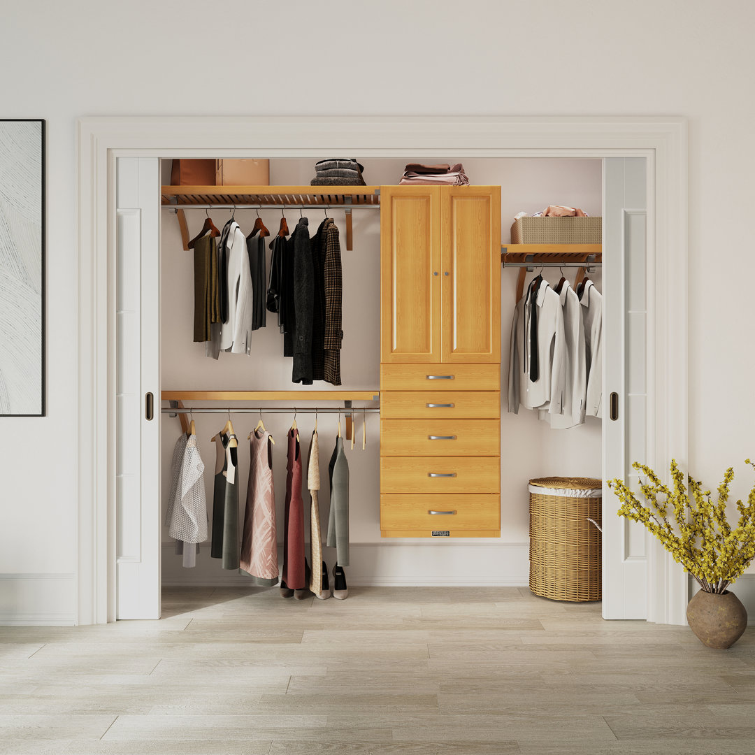 John Louis Home Solid Wood Reach-In Closet System with 5-Drawers and Solid Panel Doors John Louis Home 