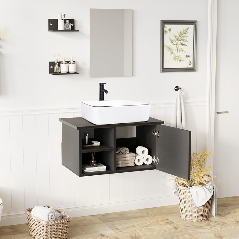 Ensemble de meuble-lavabo simple 28 po avec miroir 28 po, Blanc