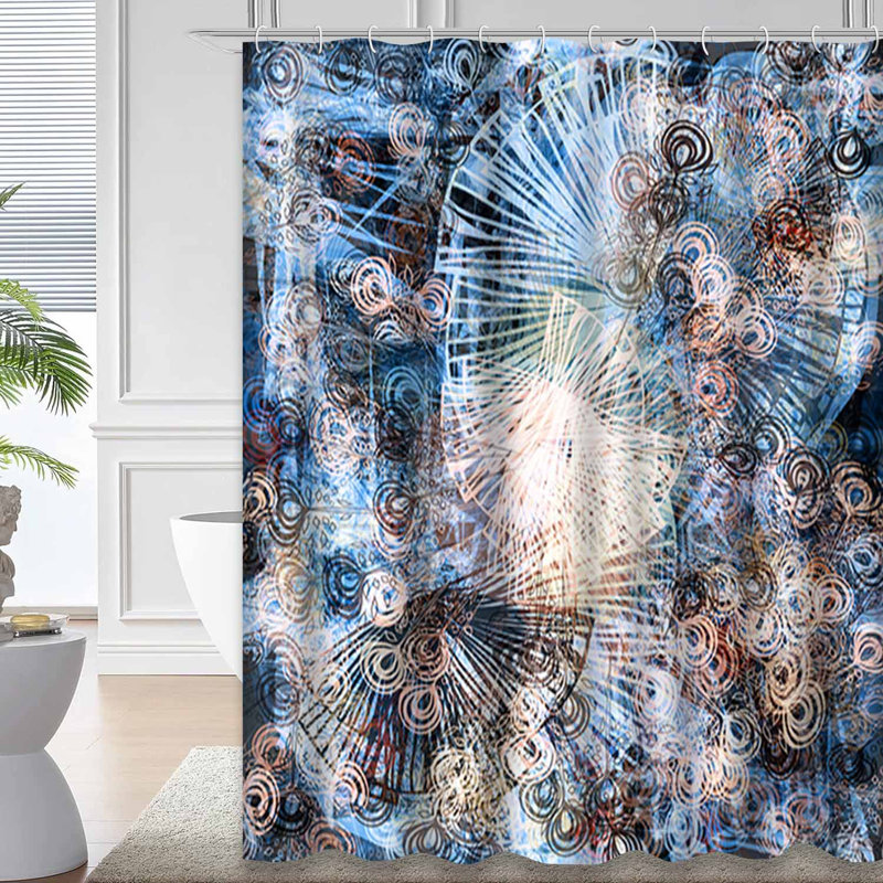 Rideau de douche à motif floral avec 12 crochets, L 72 po x l 72 po