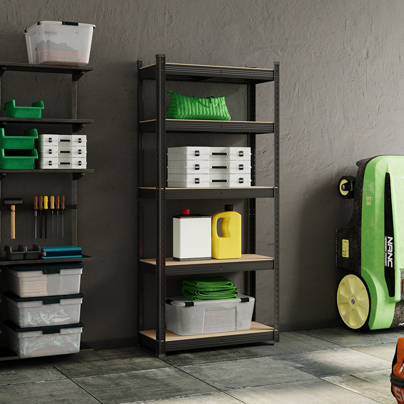 Metal Storage Rack, Matte Black, 150 cm H x 70 cm W x 30 cm D