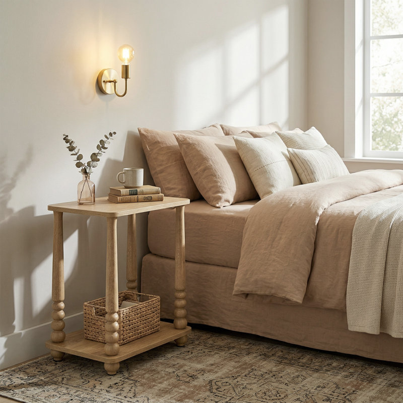 Rectangular End Table, Light Brown