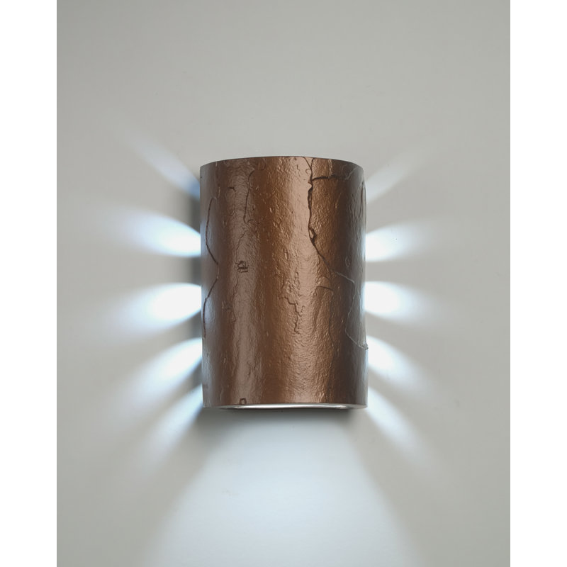 Donnice Flush Mount Ceramic Outdoor Wall Lights, LED Bulb Included, 10" H x 7" W x 4.5" D, Rubbed Bronze