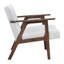 Chaise rembourrée contemporaine en tissu gris, bois massif au fini brun, structure en bois confortable pour la lecture, espaces confortables de style Mid-Century-30252598-30252599