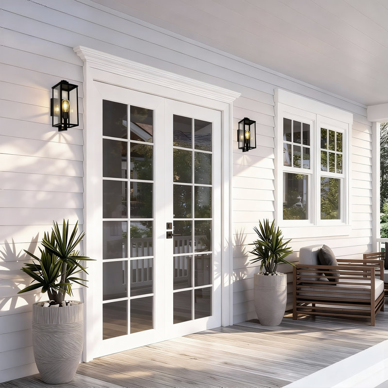 Amyann - 16 in. 1-Light Matte Black Outdoor Wall Lantern Sconce with Clear Glass - E26, Wet Rated, Farmhouse Style