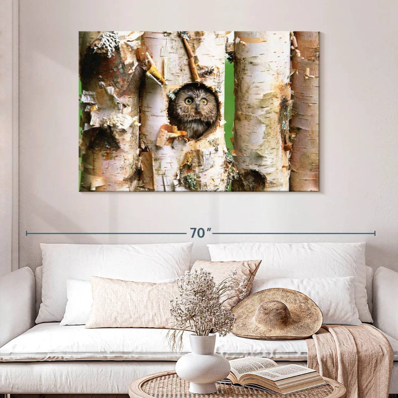 Brampt Owl In Tree Hole, 32" H x 48" W