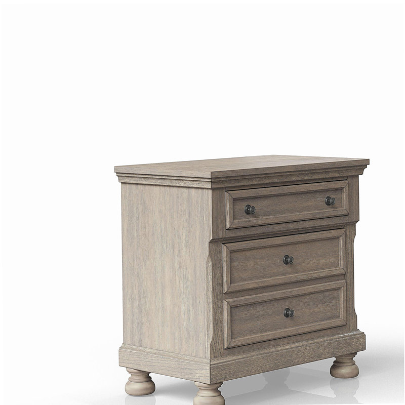 Table de chevet deux tiroirs gris antique