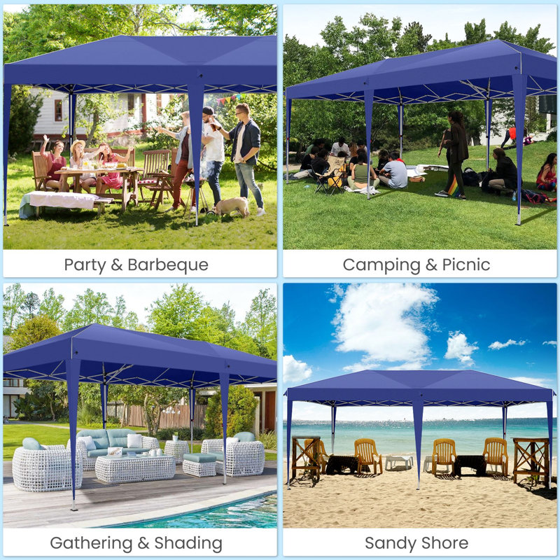 3m x 2m Metal Vault Canopy, Dark Blue