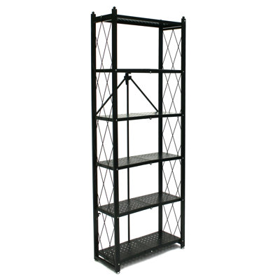 Origami Foldable 6-Shelf Classic Stamped Steel Bookcase