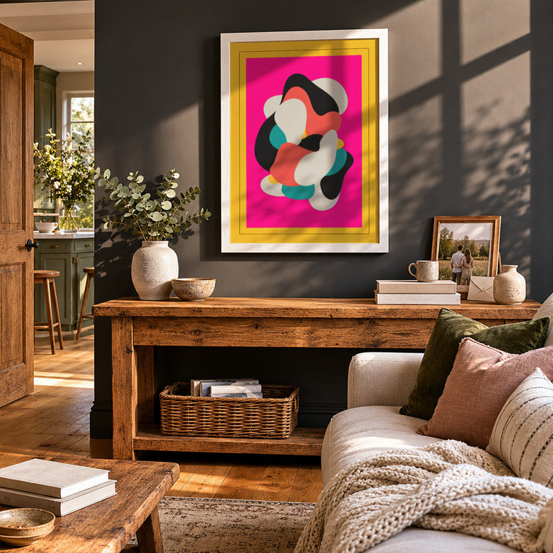 Organics in Motion Geometric - Framed Print, A1 - 84.1 x 59.4 cm, White