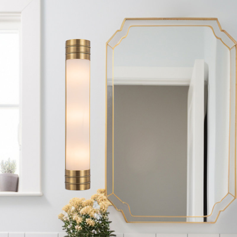 Applique murale pour salle de bain 3 lumières Willard, Laiton rétro, Opale mat