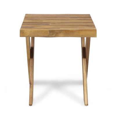 Sandblast Finished Side Table - Wood, 18.1" High, Rustic Charm For Backyard Wood Finish, 18.1 Inches, Outdoor Decor