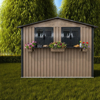 Remises verrouillables, remise de jardin moderne en métal de 6 pi x 9 pi pour la cour arrière