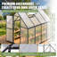 Serre de jardin intérieure de 1,83 m de large x 2,44 m de profondeur, en aluminium et polycarbonate, avec 2 aérations de toit réglables et structure noire, idéale pour votre cour arrière.-136324917
