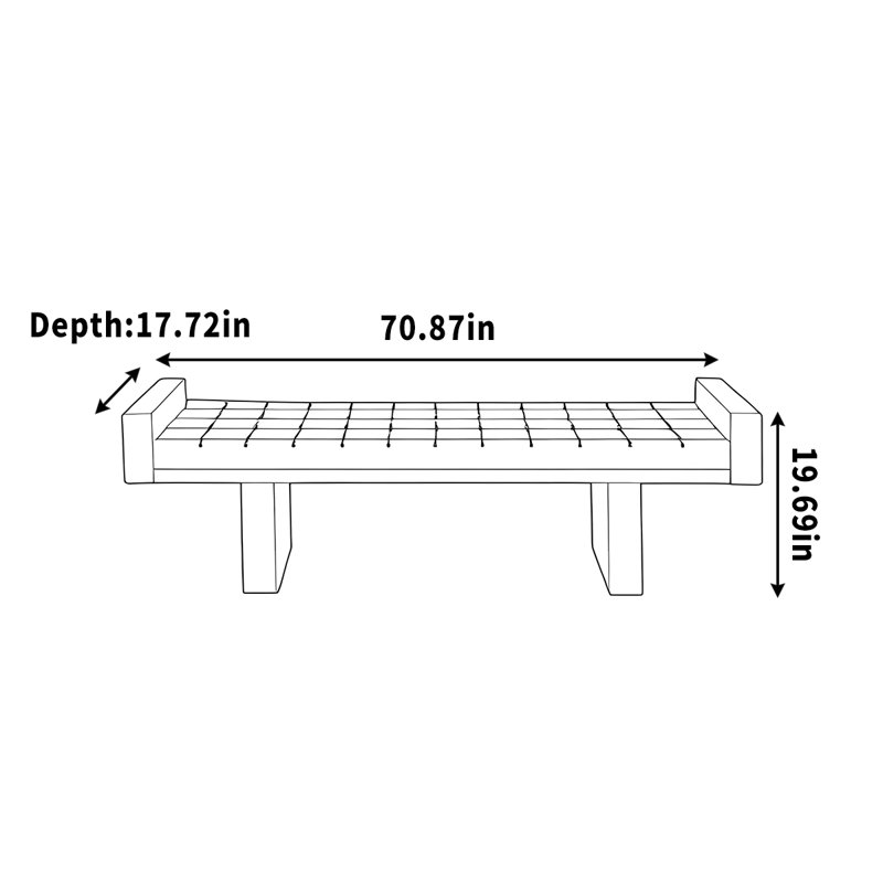 Tabouret de banc, H 19,69 po x l 70,87 po x P 17,72 po