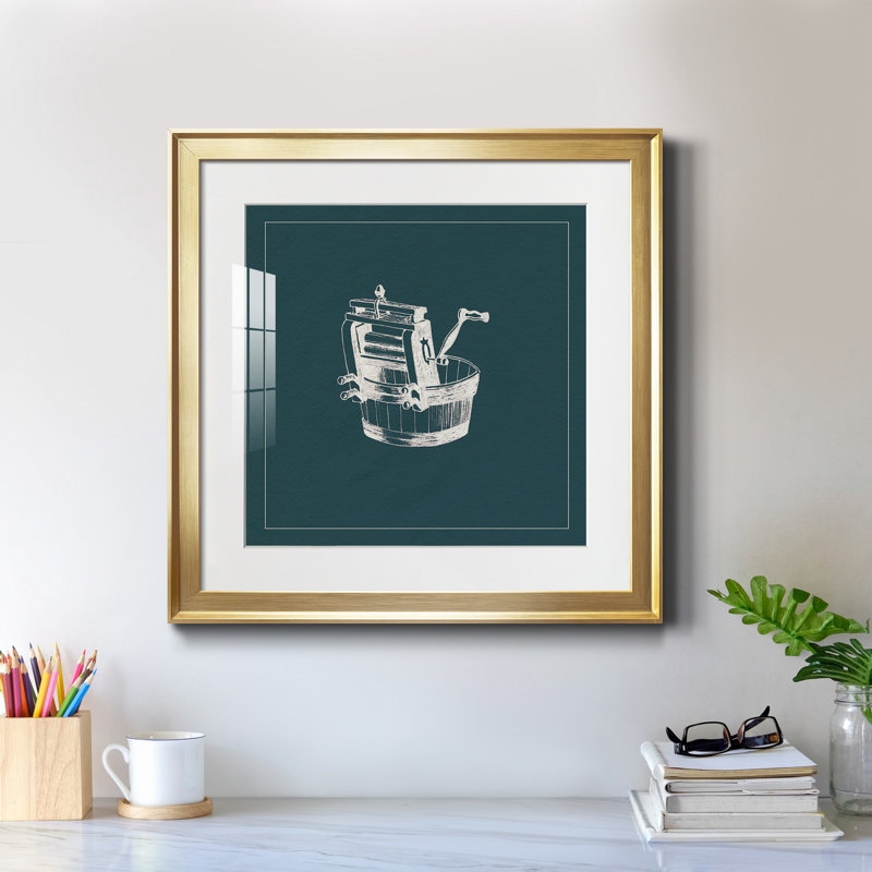 " Laundry Tips I ", 17.5" H x 17.5" W x 1.5" D, Gold Framed Paper