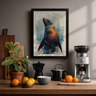 Seal in Autumn Light Coastal - Framed Print