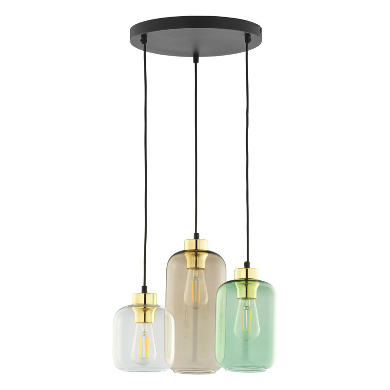 Saucedo 3 - Light Cluster Pendant, Transparent/Green