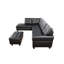 Canapé modulaire en similicuir avec rembourrage en mousse, 8 ressorts attachés à la main, accoudoirs arrondis, capitonnage subtil, 4 fonctions de rangement neutres - noir