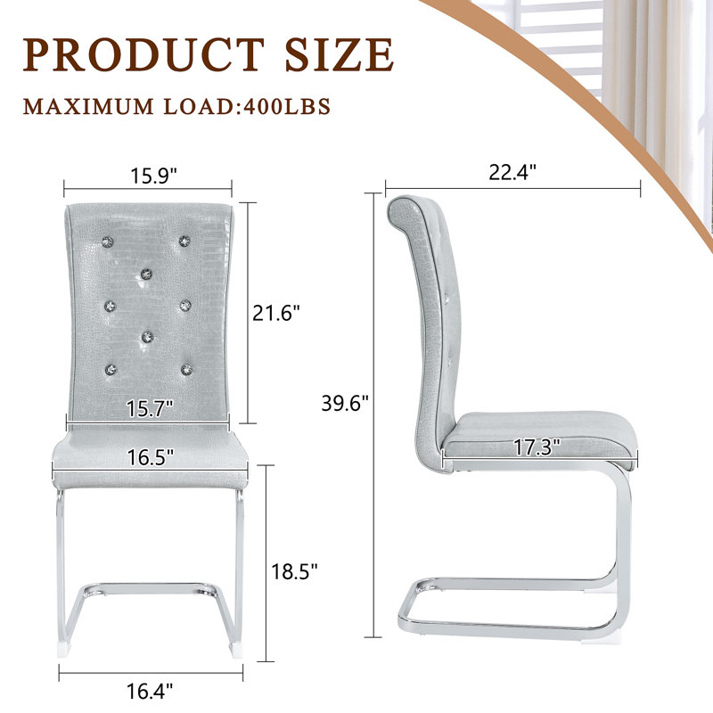 Chaises de salle à manger rembourrées en peau d'alligator rétro avec boucles en cristal et similicuir, une touche d'élégance et de mystère pour la salle à manger, pieds en métal