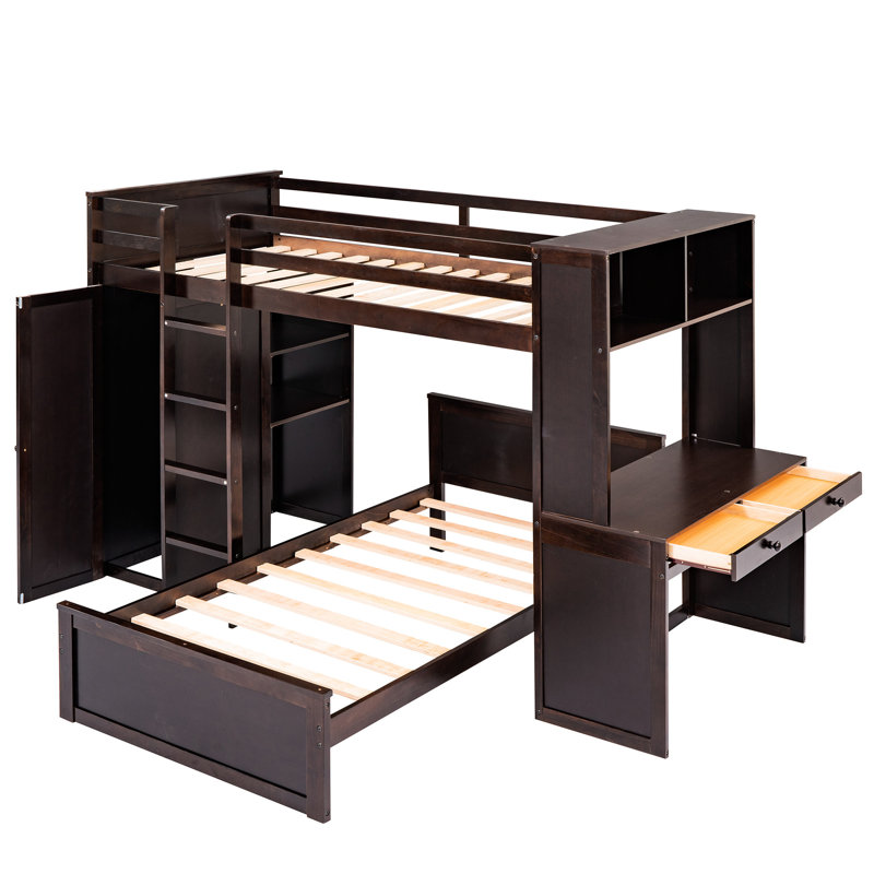Lit mezzanine en bois massif - Profitez d'une expérience de sommeil de qualité avec lit simple avec garde-robe et espace supplémentaire. Maximisez la fonctionnalité de votre chambre à coucher. Construire