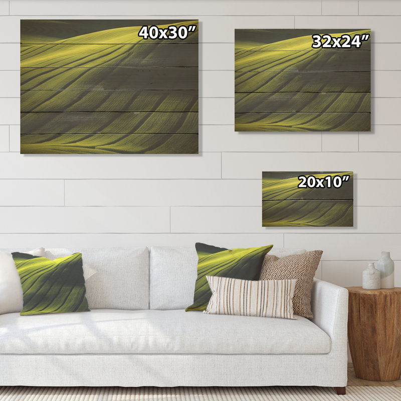 Photographie de prairie verdoyante - Art mural sur bois de pin naturel, H 10 po x l 20 po