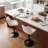 Modern Height Adjustable Swivel Bar Stools Upholstered Leather Barstool Kitchen Island Chairs with Metal Frame-1879254790