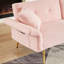 Lit d'appoint rembourré rose moderne avec poche latérale, fonction de couchette pliante, 4 pieds réglables et pieds en métal doré, cadre en bois massif pour le bureau, la chambre à coucher, salon compact aux angles, pliable-388771561