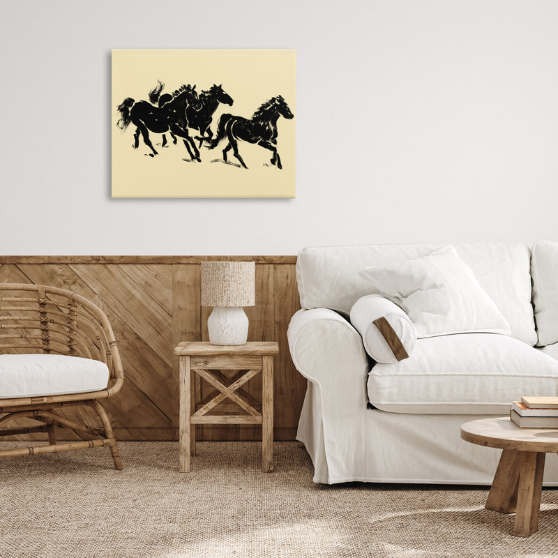 Chevaux en mouvement, toile de Victoria Barnes, H 16 po x l 20 po