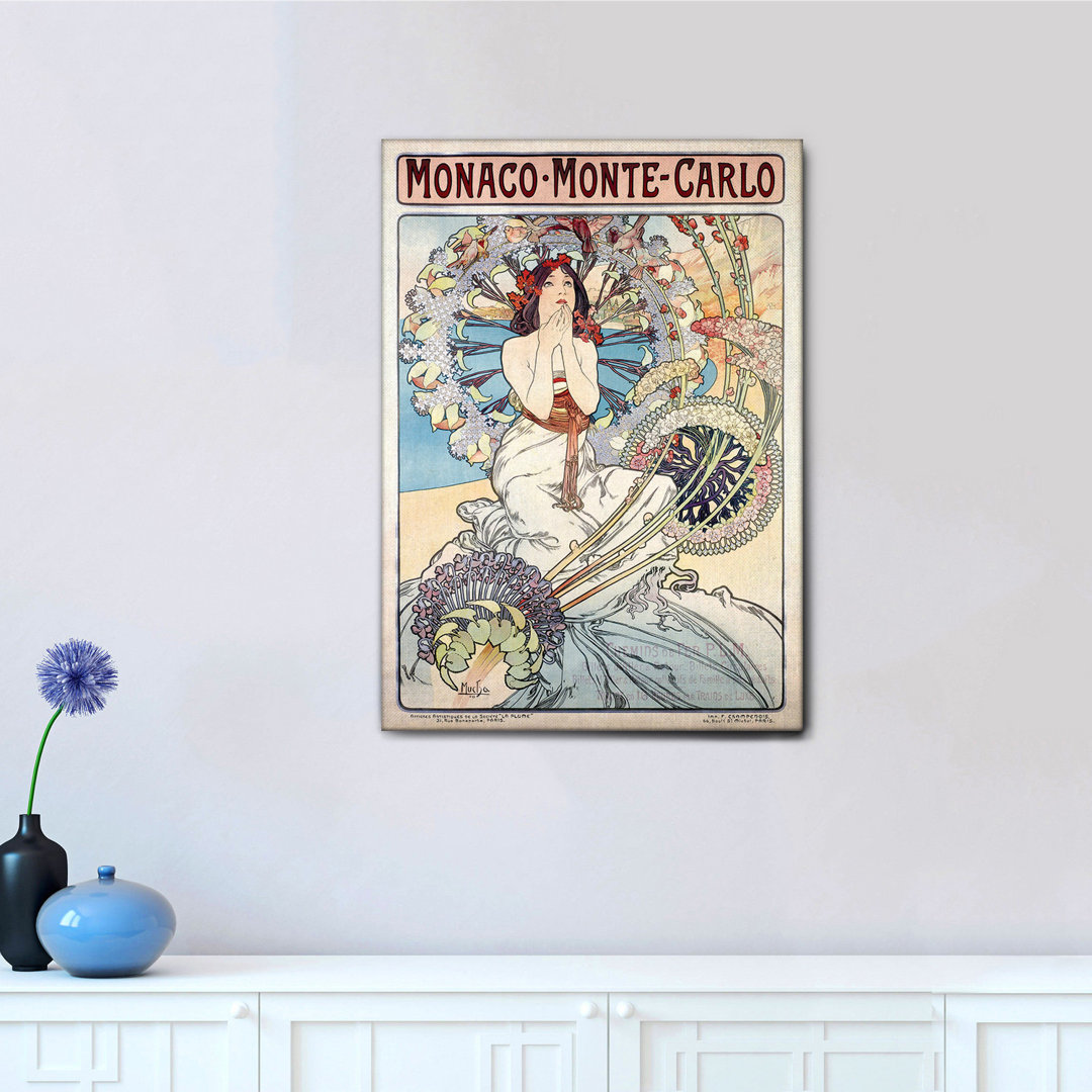 Happy Larry - Quadro - Alfons Mucha - Monaco - Monte Carlo - Tela Canvas - 70X100 - Pronto Da Appendere - Quadri Moderni...