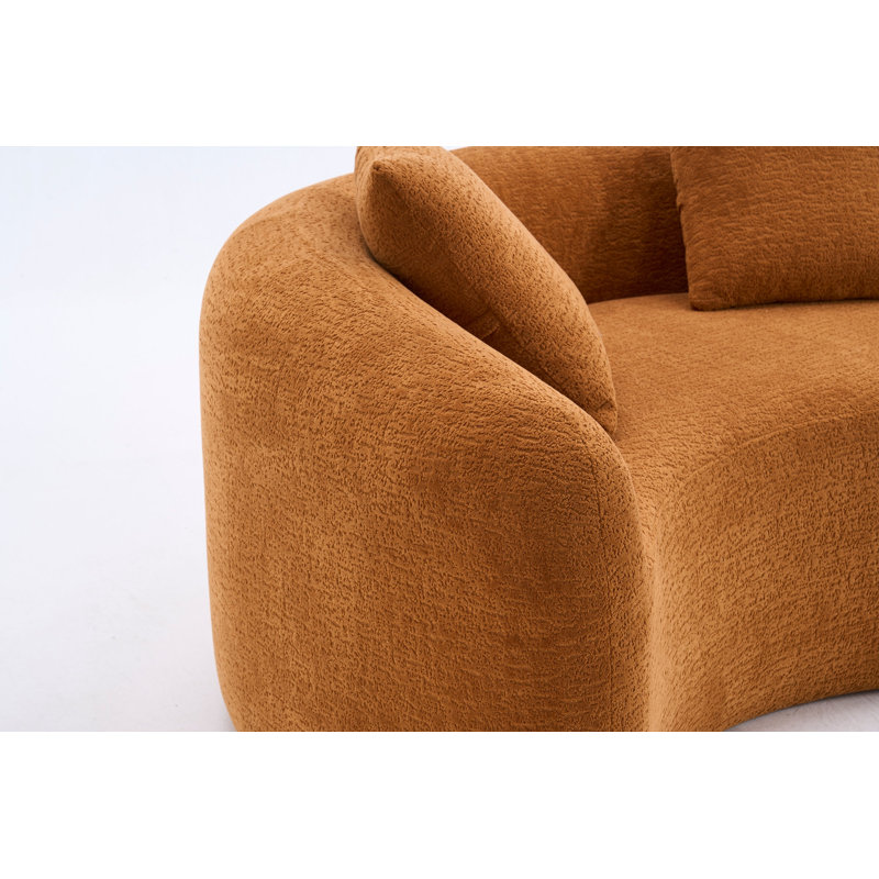 Canapé modulaire courbé en S en chenille: double profondeur (21,3 po et 26,8 po), orange, sans assemblage, compact pour les petits espaces, 400 lb, L 66,9 po