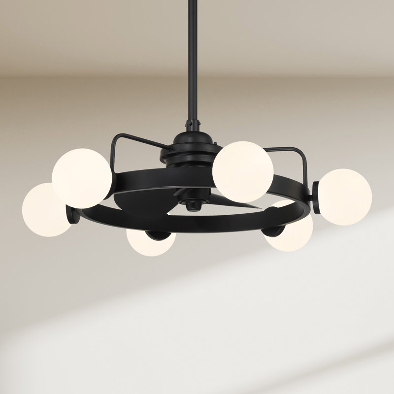 Jataveon 30" LED Fandelier in Matte Black with Remote Control, Matte Black