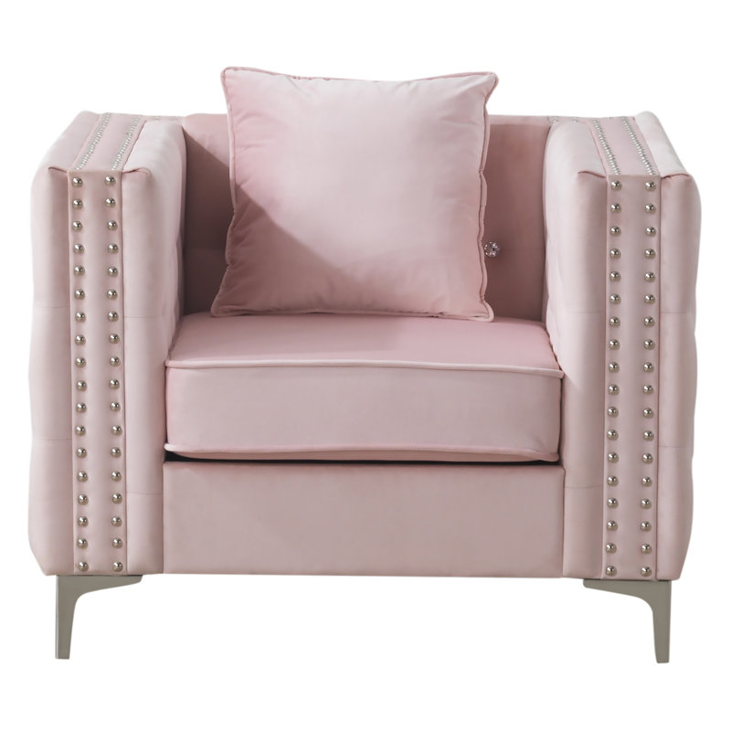 Chaise Paige Glory Furniture, Velours rose