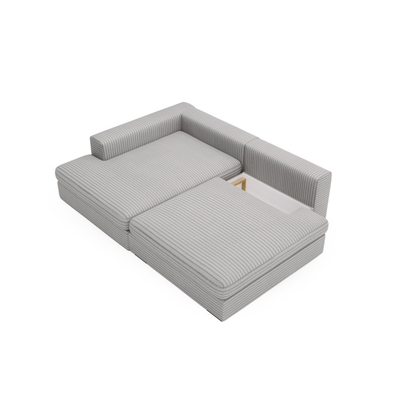 Teirra 2 Seater Sofa Bed, Light Grey, Left Hand Facing