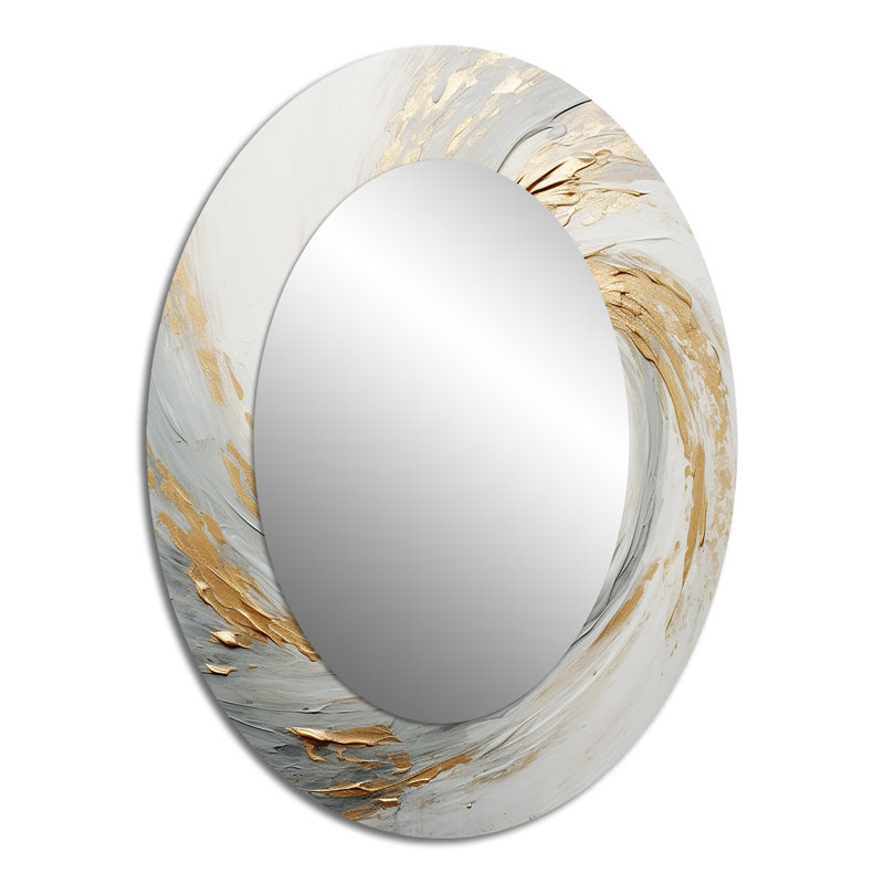 Miroir mural moderne or et blanc Vortex IV, 40 po x 30 po