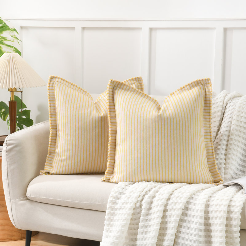 Housse de coussin Boho, Carrée, H 18 po x l 18 po, Jaune