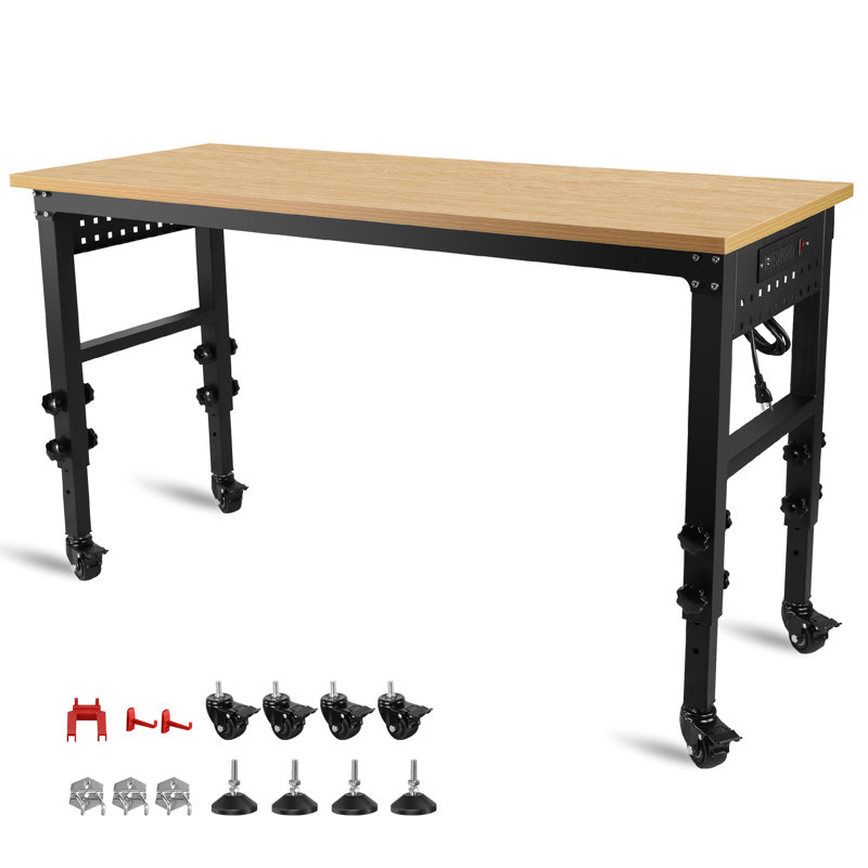 Établi à hauteur réglable avec roulettes, H 40 po x l 60 po x P 24 po