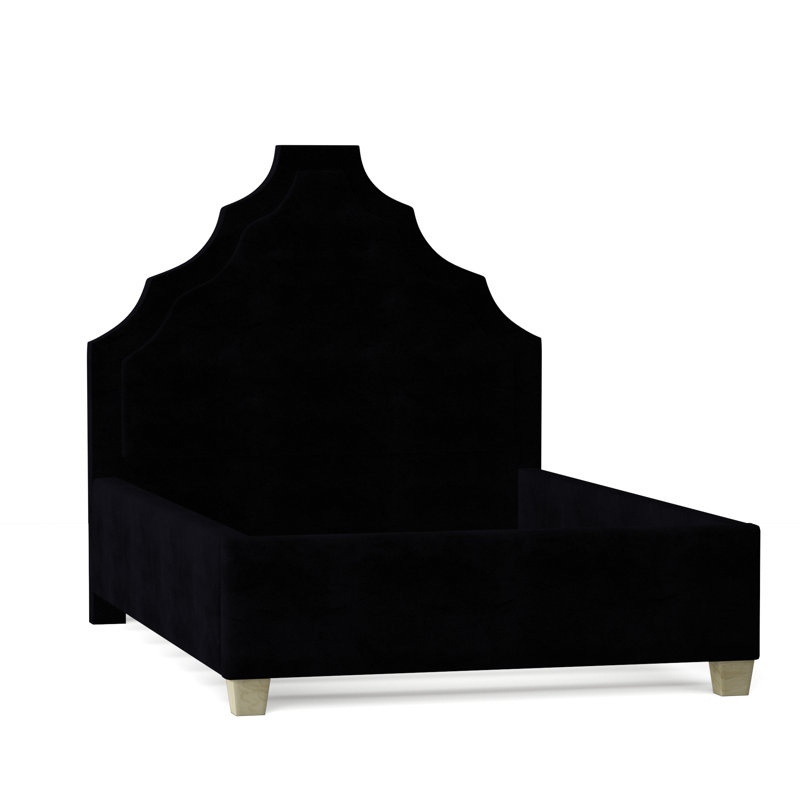 Lit plateforme tapissier Lexi, Très grand californien, Graphite Metrolinen, Naturel