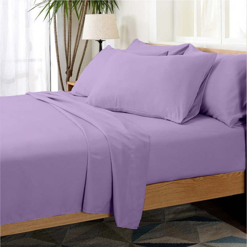 Microfiber Sheet Set, Queen Sheet Set + 1 Fitted Sheet + 4 Pillowcase, Lilac