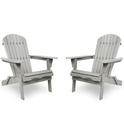 Chaise d'appoint de piscine en bois massif - 2 chaises de patio pliables grises avec surface