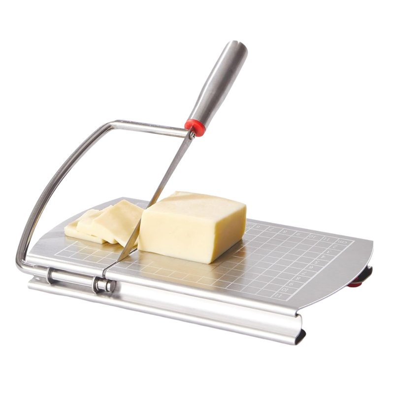Trancheuse et coupeur à fromage en acier inoxydable - Épaisseur réglable, poignée ergonomique et lame facile à nettoyer pour les fromages à pâte molle / dure - Outil de cuisine pour planches à fromage, charcuteries et fêtes
