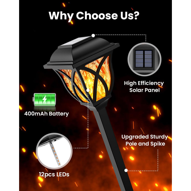 Stainless Steel Solar Powered Pathway Light Pack, Yellow