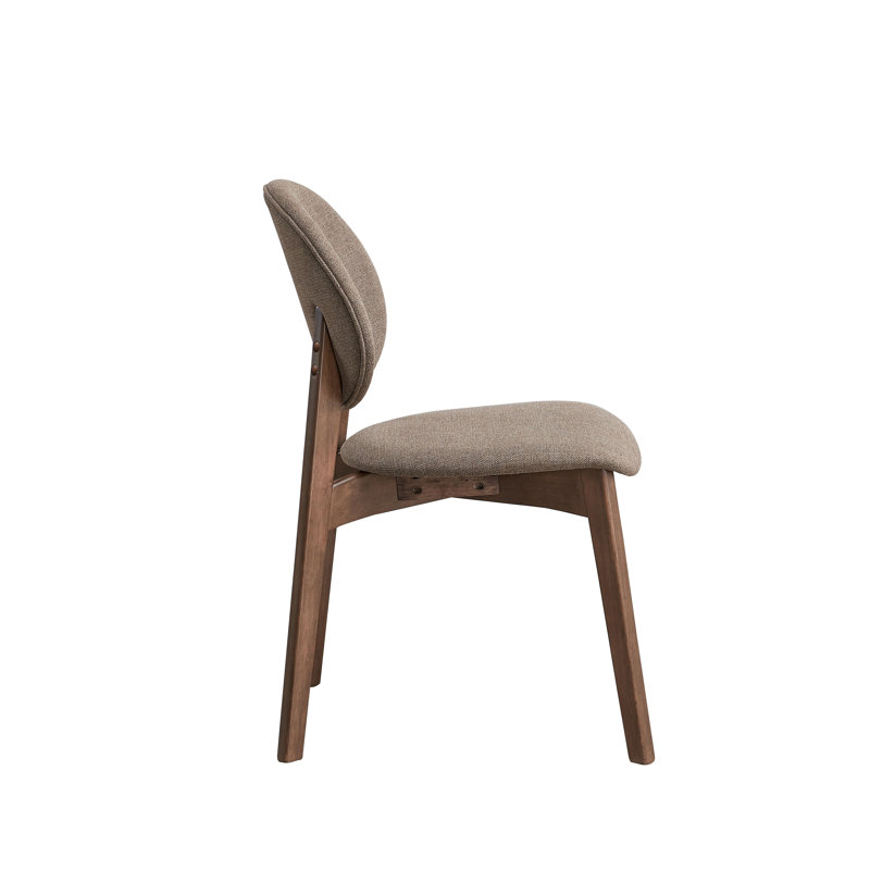 Hadasa Armless Side Chair In Light Grey And Walnut (Set Of 2), Light Brown
