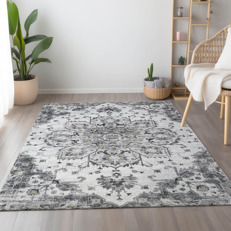 Premium Machine Washable Barayon AMF93 Fog Rug, Rectangle 3' x 5'