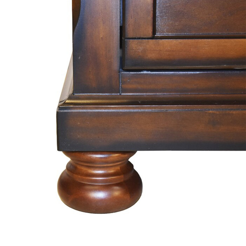 Ensemble de chambre en bois Eedie, Grand lit, Ensemble de 5 pièces : lit, 2 commodes, table de