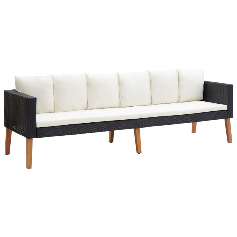 85.8" Wide Teak Rectangle Patio Sofa with Cushions